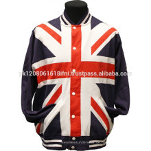 Echtes Leder Varsity Jacken / Mode Baseball warme Jacke Flagge USA Druck